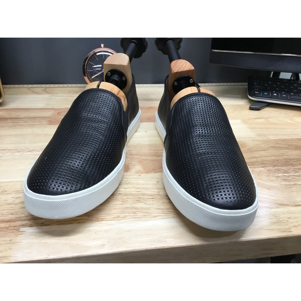 Vince Blair Sneakers Women's 12 Black Perforated Leather Slip-On Low Top Comfort